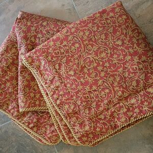 Pair of Elegant Euro Shams Red and Gold In Color (2